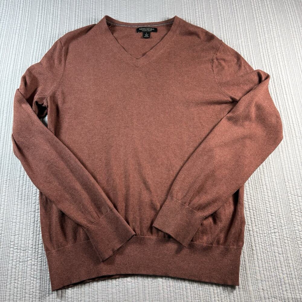 Banana Republic Luxury Blend Sweater Silk Cotton Cashmere V Neck Men’s L Preppy